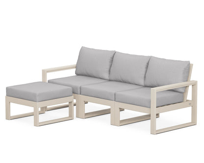 POLYWOOD® EDGE 4-Piece Modular Deep Seating Set with Ottoman in Sand / Granite