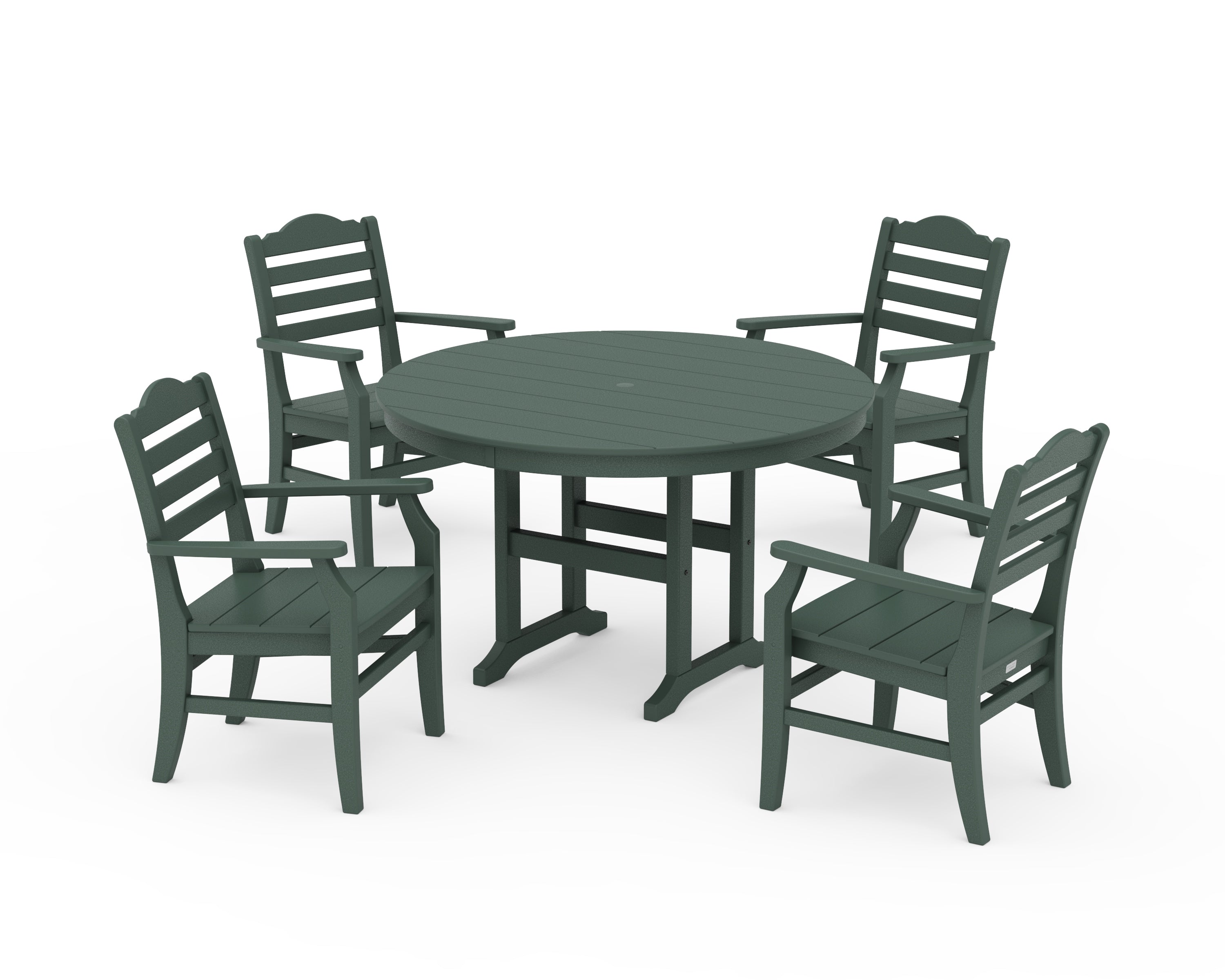 POLYWOOD® Savannah 5-Piece Round Farmhouse Dining Set in Green