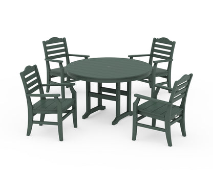POLYWOOD® Savannah 5-Piece Round Farmhouse Dining Set in Green