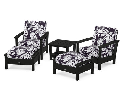 POLYWOOD® Harbour 5-Piece Deep Seating Chair Set in Black / Leaf Navy