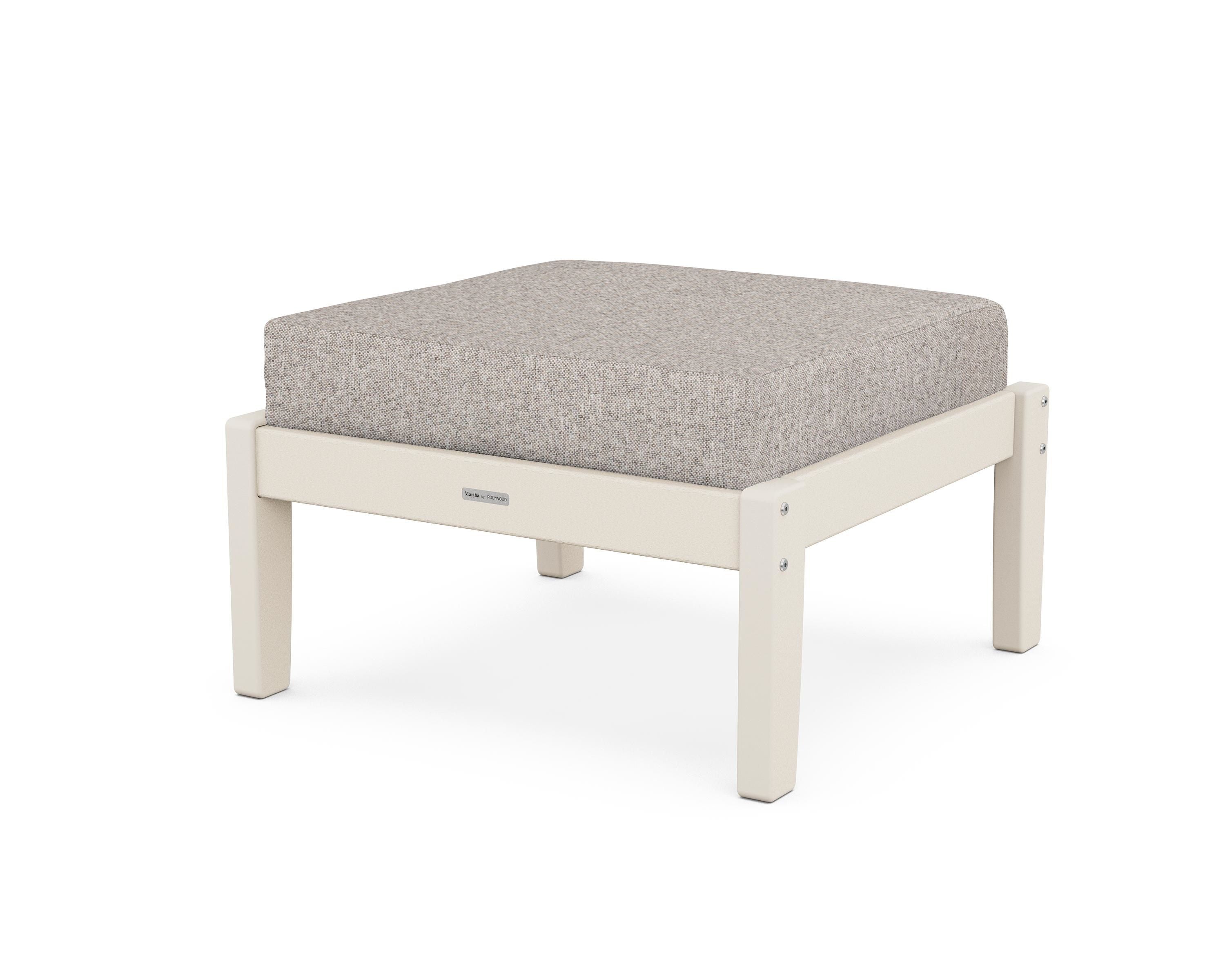 Martha Stewart by POLYWOOD® Chinoiserie Deep Seating Ottoman in Sand / Weathered Tweed
