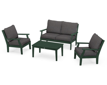 POLYWOOD® Braxton 4-Piece Deep Seating Chair Set in Green / Ash Charcoal
