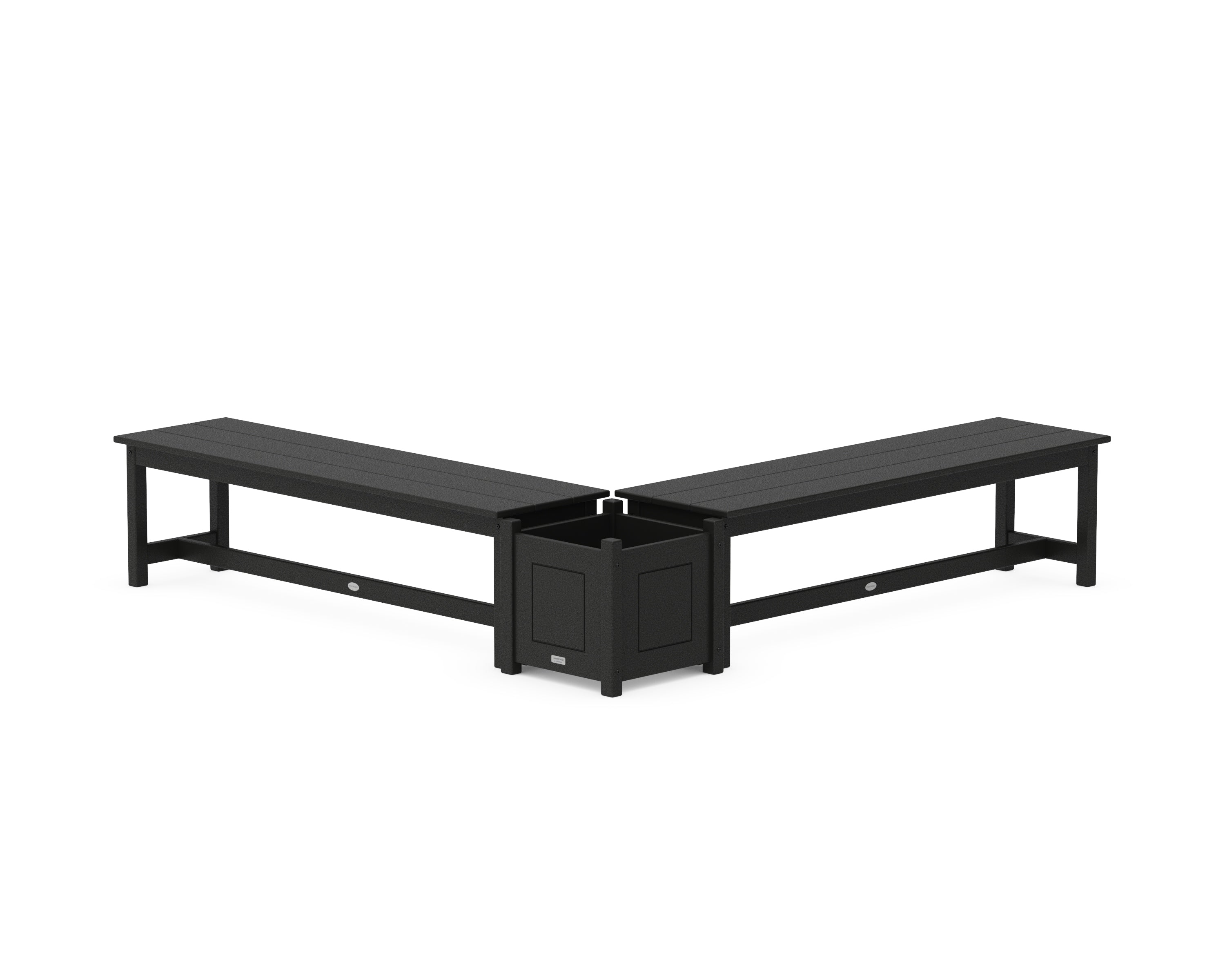 Country Living 60" Country Living L- Shaped Planter Bench Set in Black