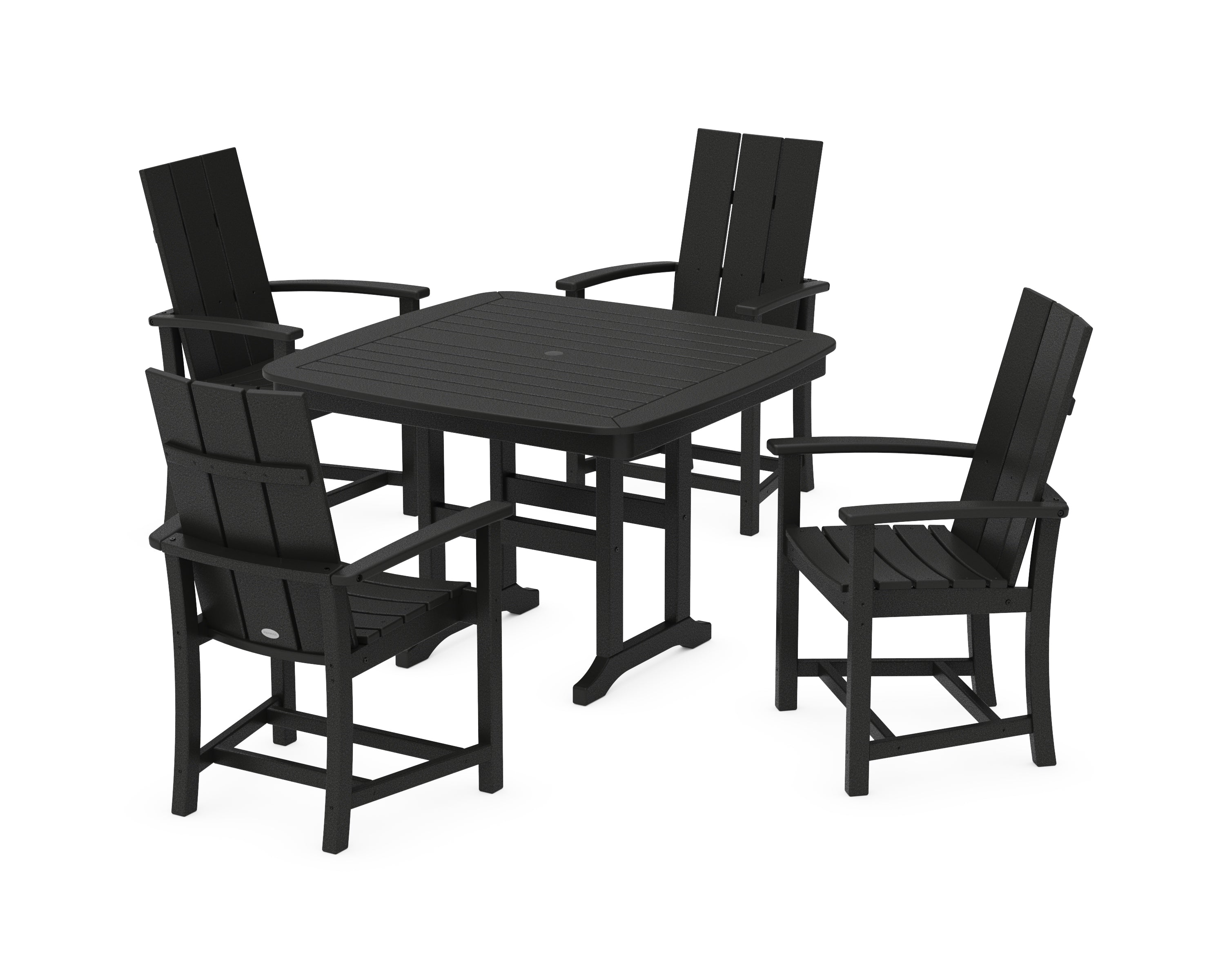 POLYWOOD® Modern Adirondack 5-Piece Dining Set with Trestle Legs in Black