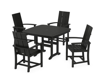 POLYWOOD® Modern Adirondack 5-Piece Dining Set with Trestle Legs in Black