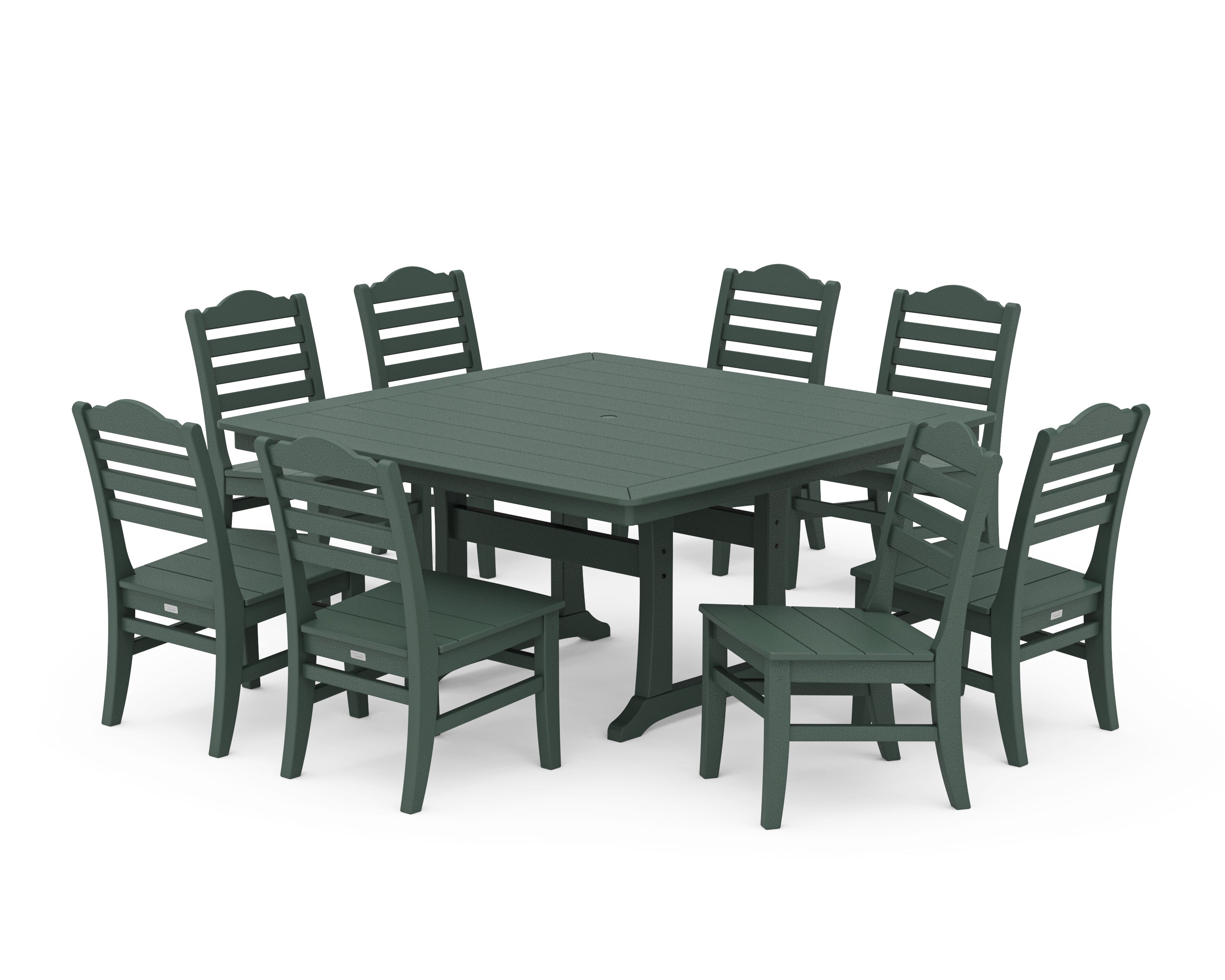 POLYWOOD® Savannah Side Chair 9-Piece Square Dining Set with Trestle Legs in Green