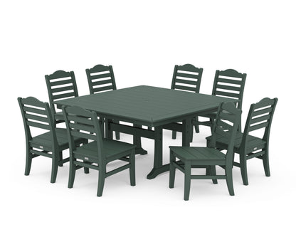 POLYWOOD® Savannah Side Chair 9-Piece Square Dining Set with Trestle Legs in Green