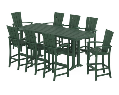POLYWOOD® Quattro Adirondack 9-Piece Bar Set with Trestle Legs in Green