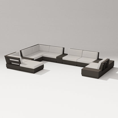 PW Designer Series Elevate 12-Piece Conversation Sectional Set in Vintage Coffee / Cast Ash