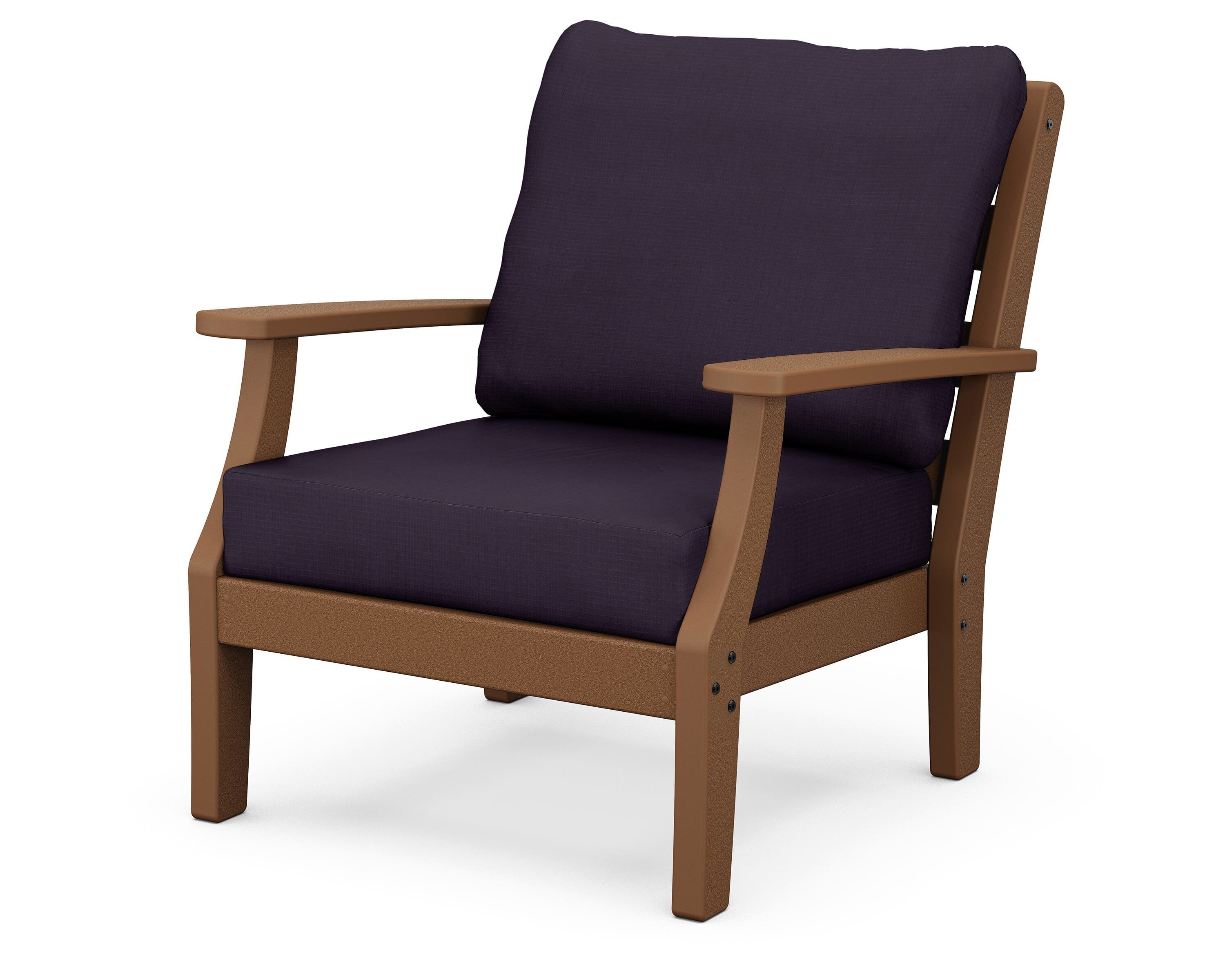 POLYWOOD® Chesapeake Deep Seating Chair in Teak / Navy Linen