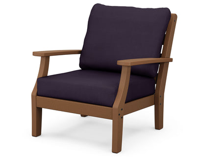 POLYWOOD® Chesapeake Deep Seating Chair in Teak / Navy Linen
