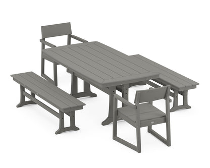 POLYWOOD® EDGE 5-Piece Dining Set with Trestle Legs in Slate Grey