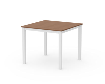 POLYWOOD® Main Street 36" x 36" Dining Table in White / Teak
