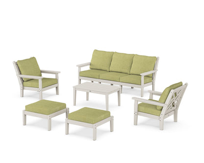 POLYWOOD® Chippendale 6-Piece Lounge Sofa Set in Sand / Chartreuse Boucle