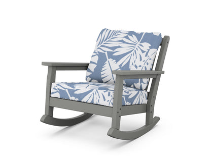 POLYWOOD® Chippendale Deep Seating Rocking Chair in Slate Grey / Leaf Sky Blue