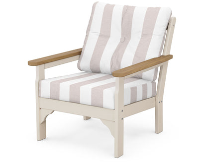 POLYWOOD® Vineyard Deep Seating Chair in Sand / Natural / Cabana Stripe Dune Burlap