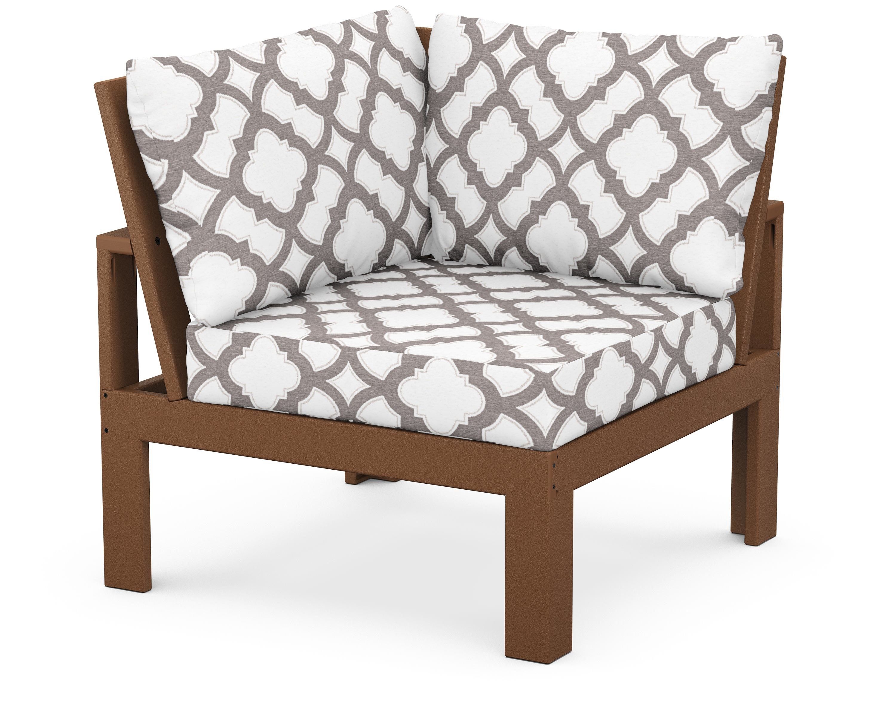 Unbranded Modular Corner Chair in Teak / Trellis Grey Mist