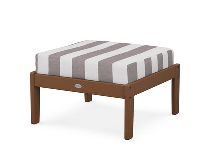 POLYWOOD® Braxton Deep Seating Ottoman in Teak / Cabana Stripe Grey Mist