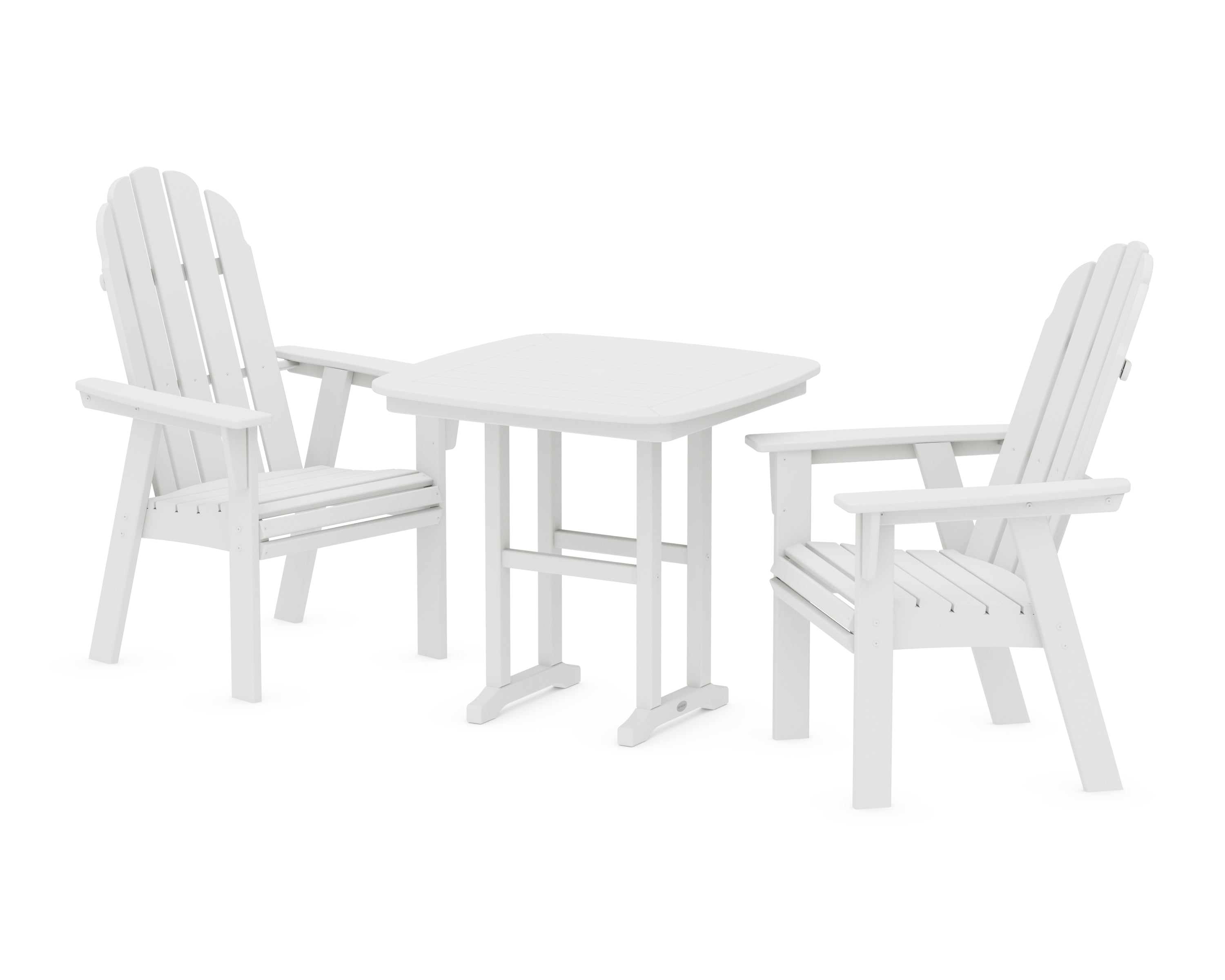 POLYWOOD® Vineyard Adirondack 3-Piece Dining Set in White