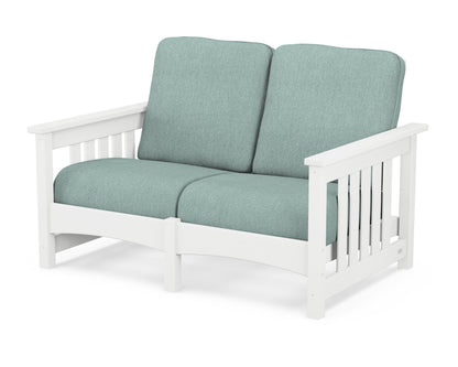 POLYWOOD® Club Mission Loveseat in White / Glacier Spa