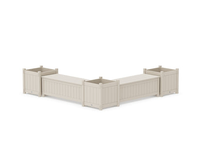 POLYWOOD® 48" Vineyard L- Shaped Planter Storage Bench Corner Set- Large in Sand