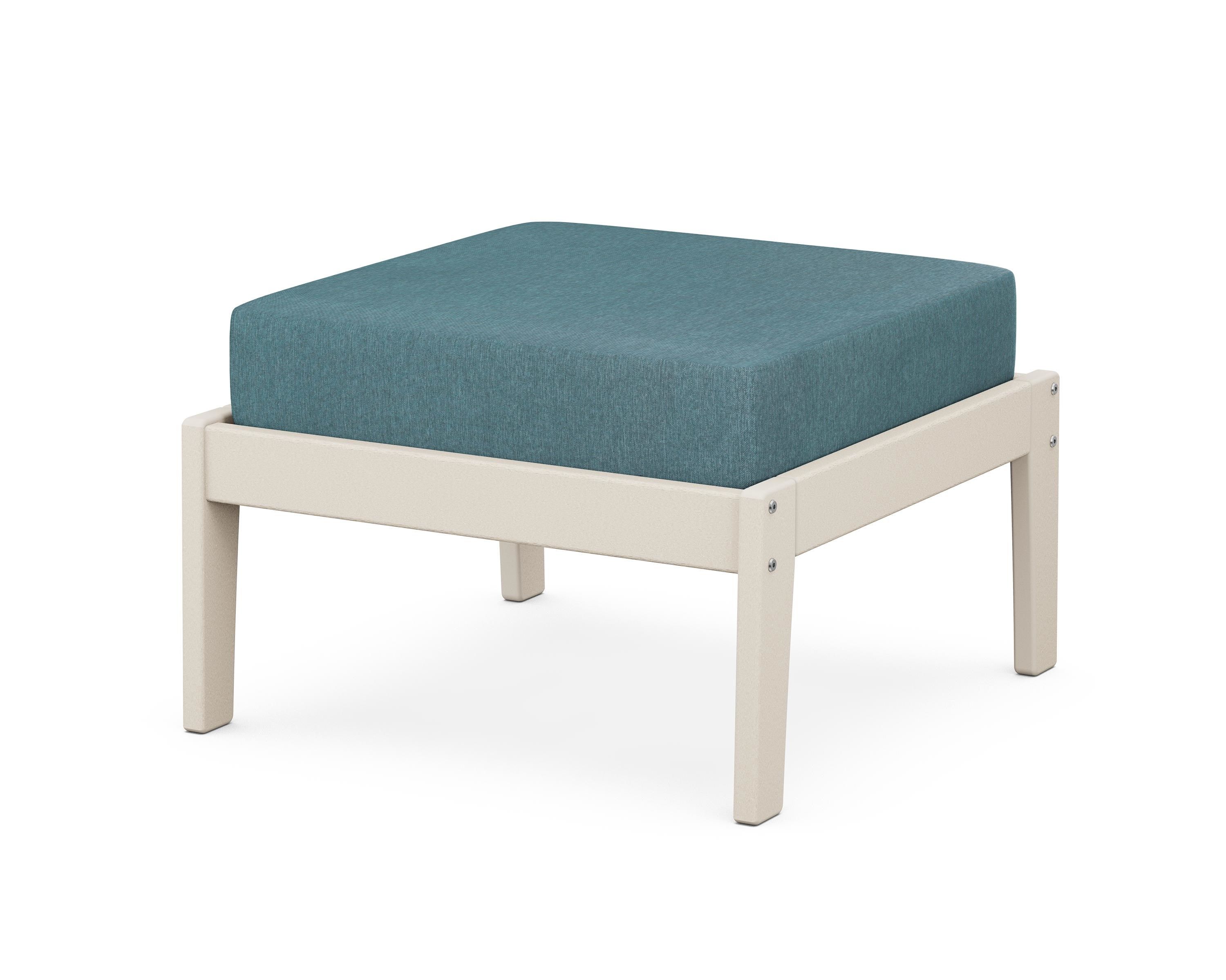 Unbranded Deep Seating Ottoman in Sand / Ocean Teal