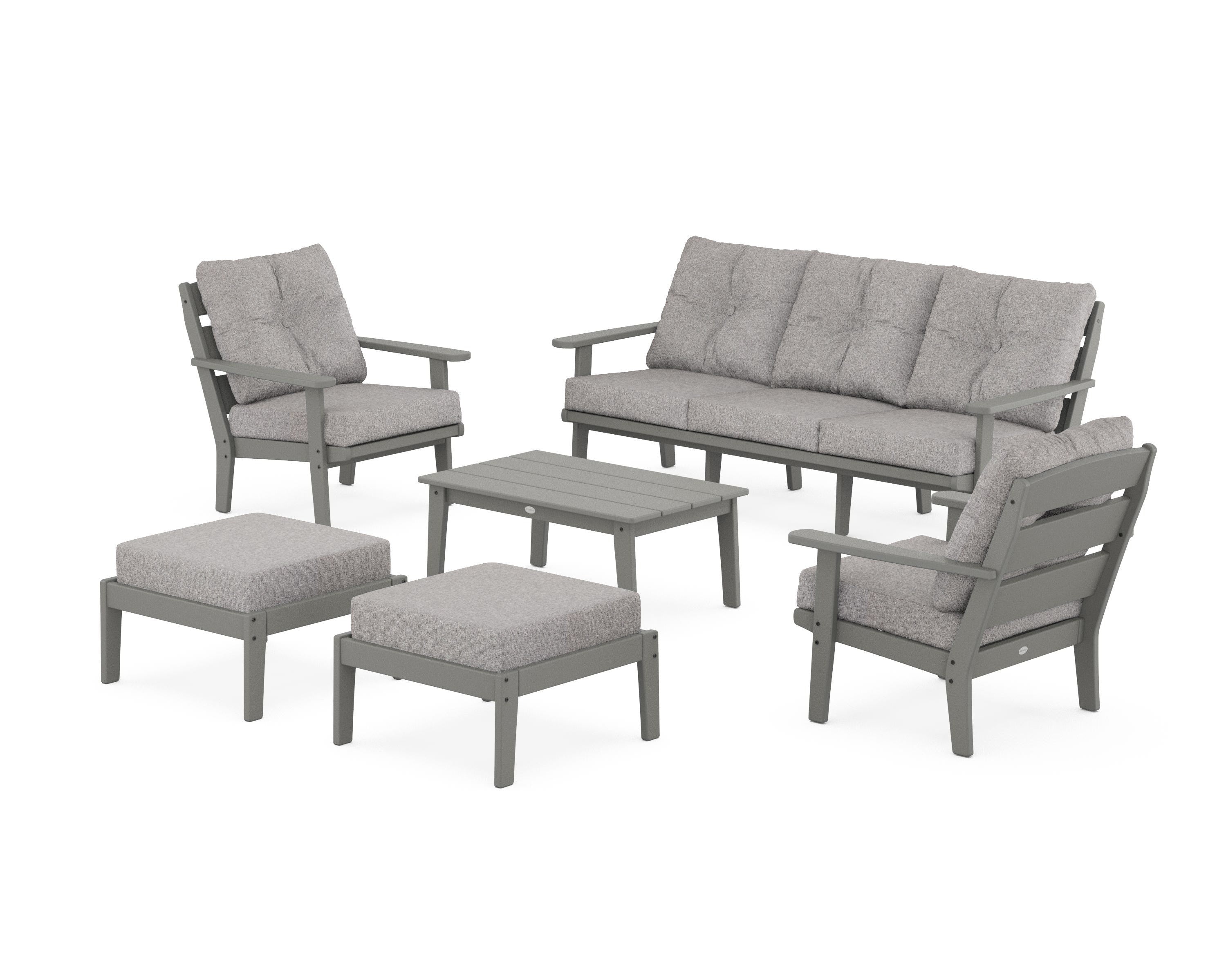 POLYWOOD® Lakeside 6-Piece Lounge Sofa Set in Slate Grey / Grey Mist
