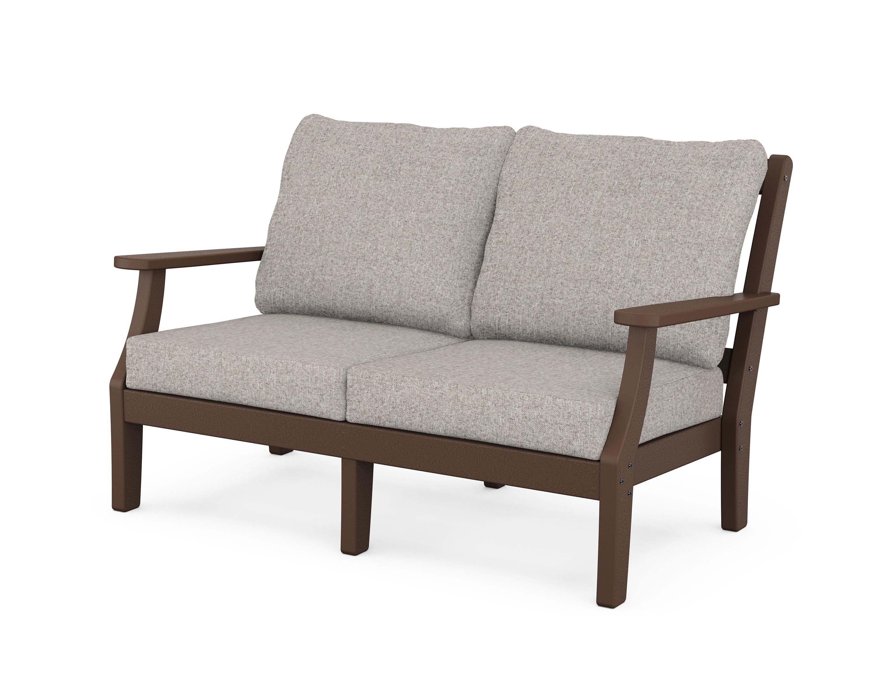 Martha Stewart by POLYWOOD® Chinoiserie Deep Seating Loveseat in Mahogany / Weathered Tweed