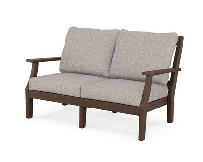 Martha Stewart by POLYWOOD® Chinoiserie Deep Seating Loveseat in Mahogany / Weathered Tweed