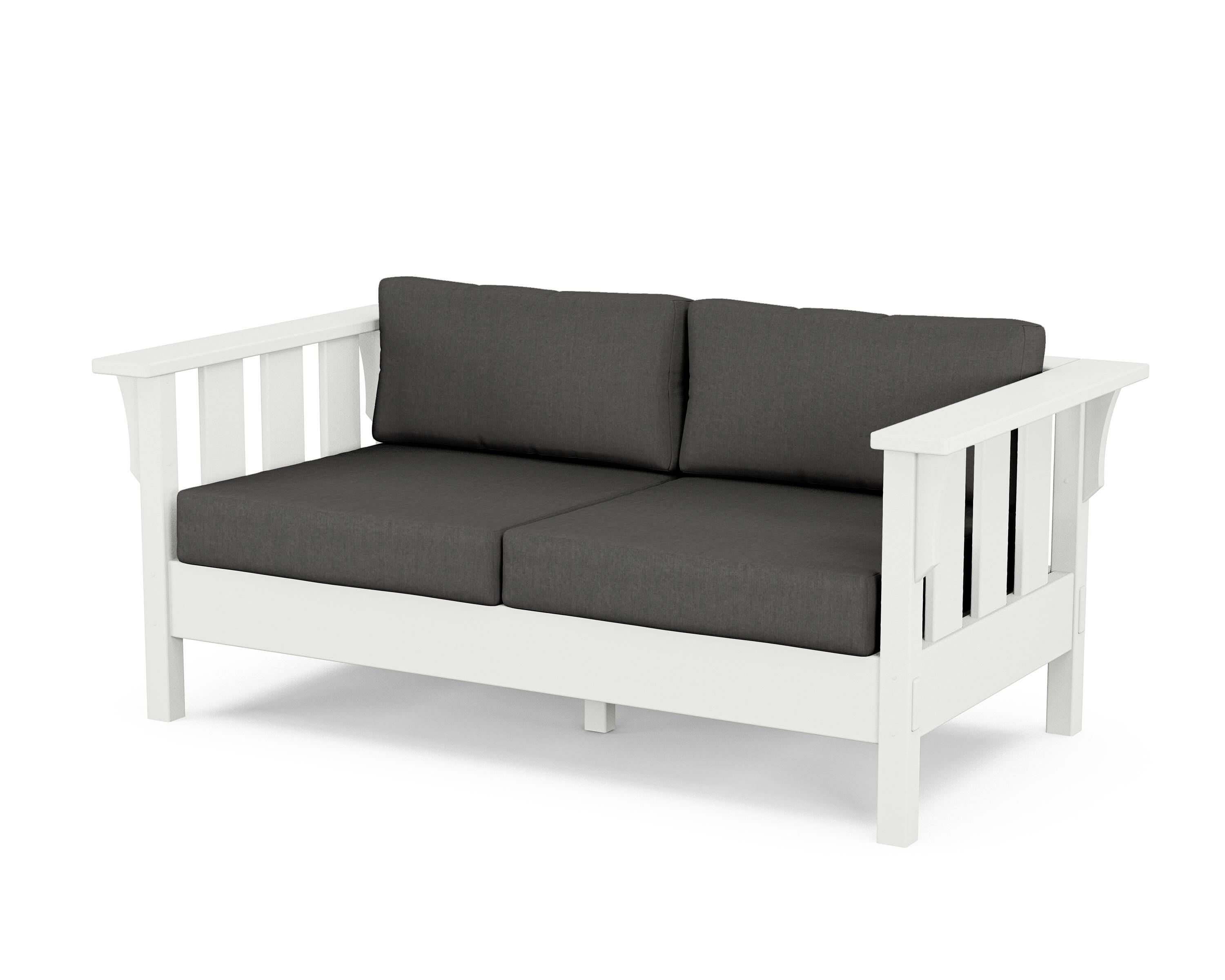 Martha Stewart by POLYWOOD® Acadia Deep Seating Loveseat in White / Spectrum Carbon