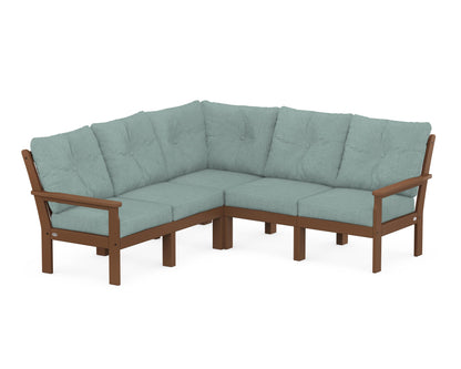 POLYWOOD® Vineyard 5-Piece Sectional in Teak / Glacier Spa