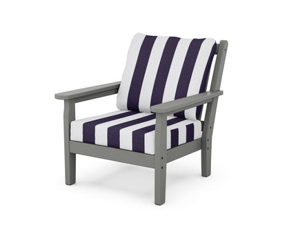 POLYWOOD® Chippendale Deep Seating Chair in Slate Grey / Cabana Stripe Navy