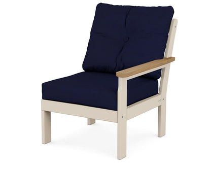 POLYWOOD® Vineyard Modular Right Arm Chair in Sand / Natural / Navy