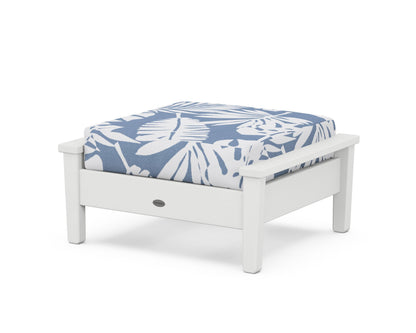 POLYWOOD® Prescott Deep Seating Ottoman in White / Leaf Sky Blue