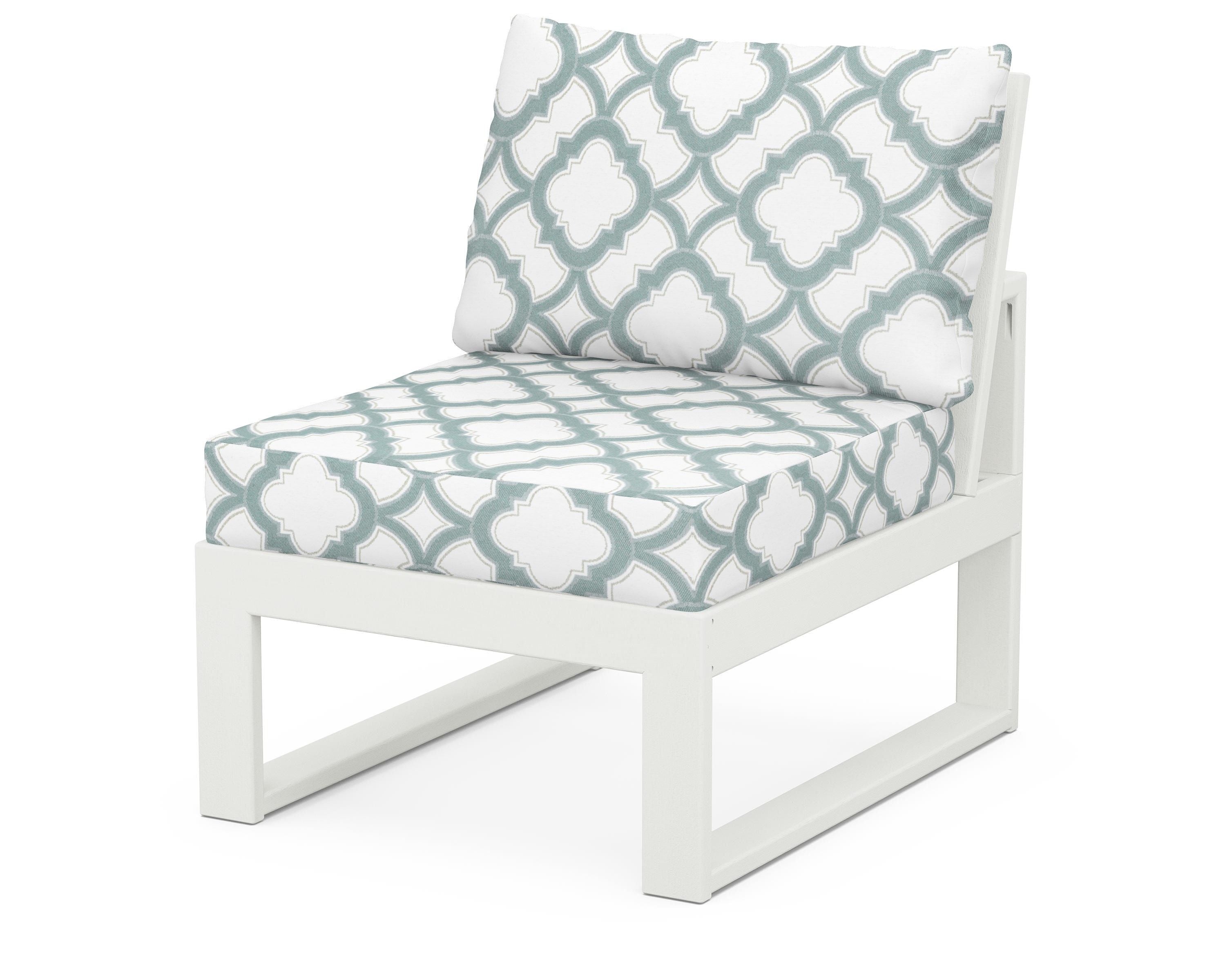 Unbranded Modular Armless Chair in Vintage White / Trellis Glacier Spa