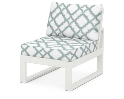 Unbranded Modular Armless Chair in Vintage White / Trellis Glacier Spa