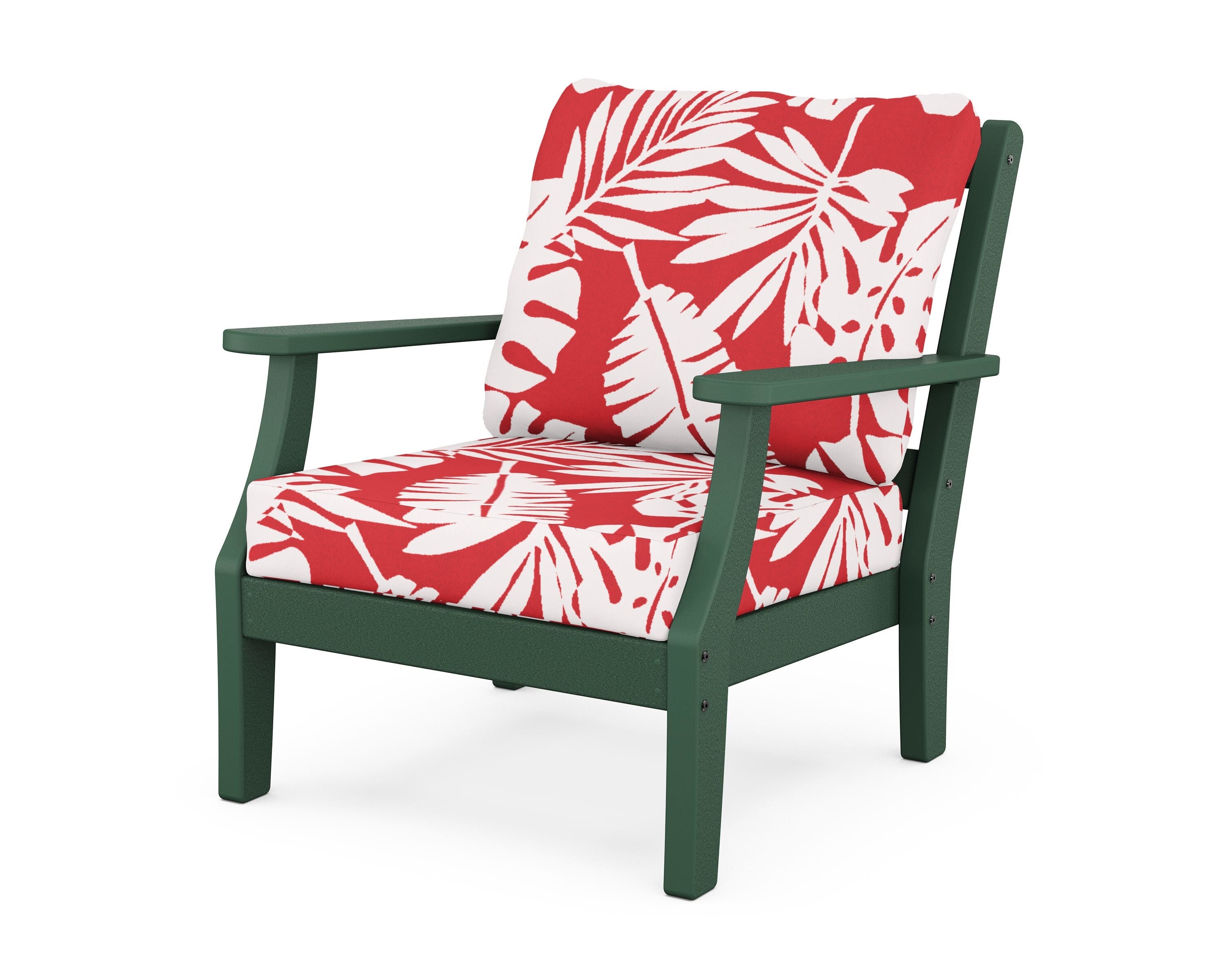 Martha Stewart by POLYWOOD® Chinoiserie Deep Seating Chair in Green / Leaf Crimson