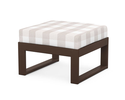 Unbranded Modular Ottoman - Modern in Mahogany / Buffalo Plaid Dune Burlap