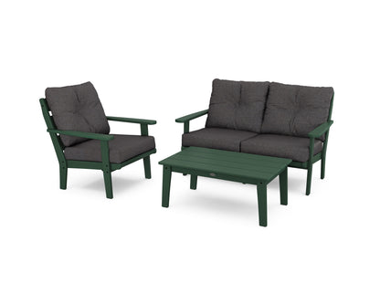 POLYWOOD® Lakeside 3-Piece Deep Seating Set in Green / Ash Charcoal