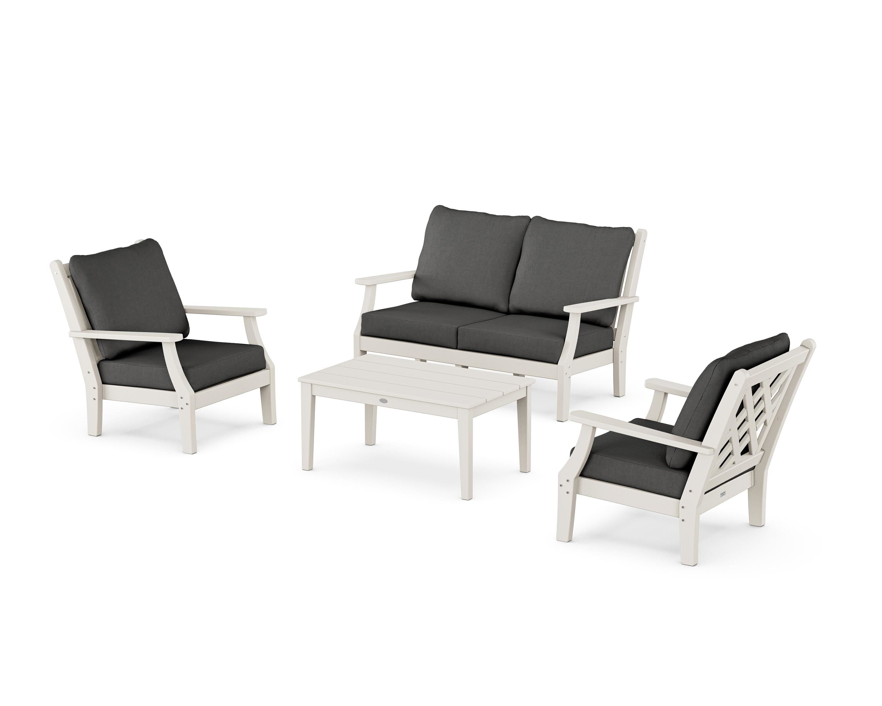 Country Living Wovendale 4-Piece Deep Seating Set with Loveseat in Sand / Spectrum Carbon
