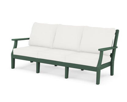 Martha Stewart by POLYWOOD® Chinoiserie Deep Seating Sofa in Green / Natural Linen