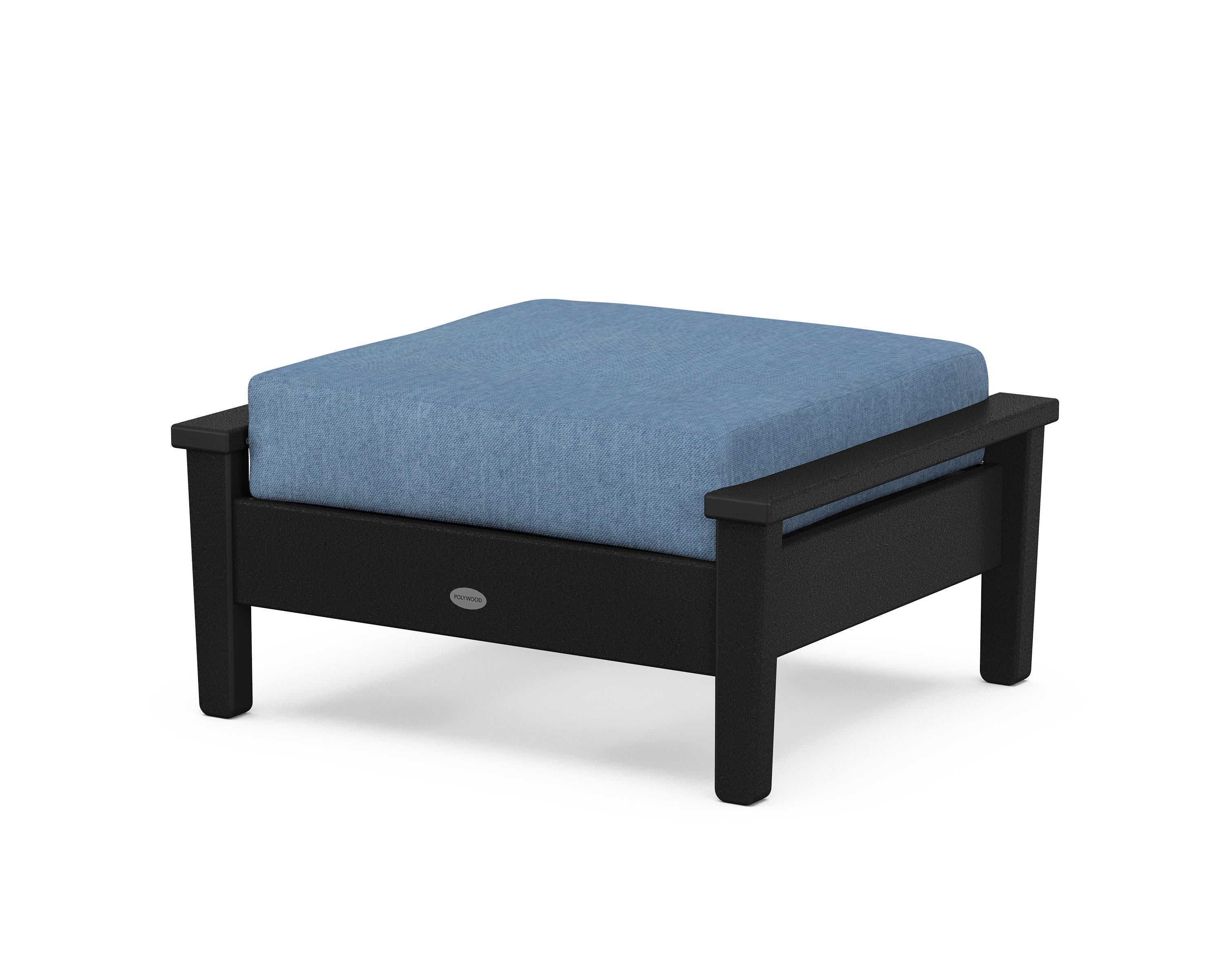 POLYWOOD® Prescott Deep Seating Ottoman in Black / Sky Blue