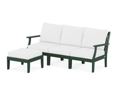 POLYWOOD® Braxton Modular 4-Piece Deep Seating Set with Ottoman in Green / Natural