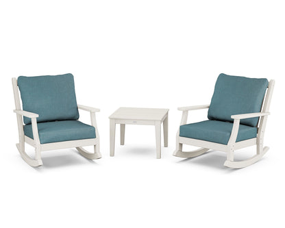 Country Living Wovendale 3-Piece Deep Seating Rocker Set in Sand / Ocean Teal