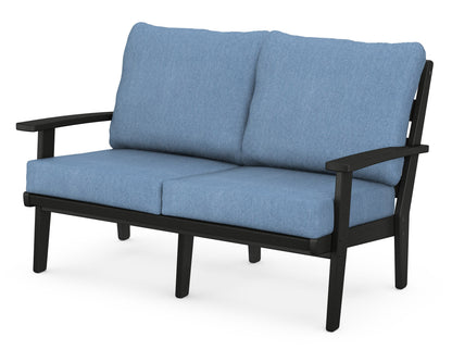 POLYWOOD® Grant Park Deep Seating Loveseat in Black / Sky Blue