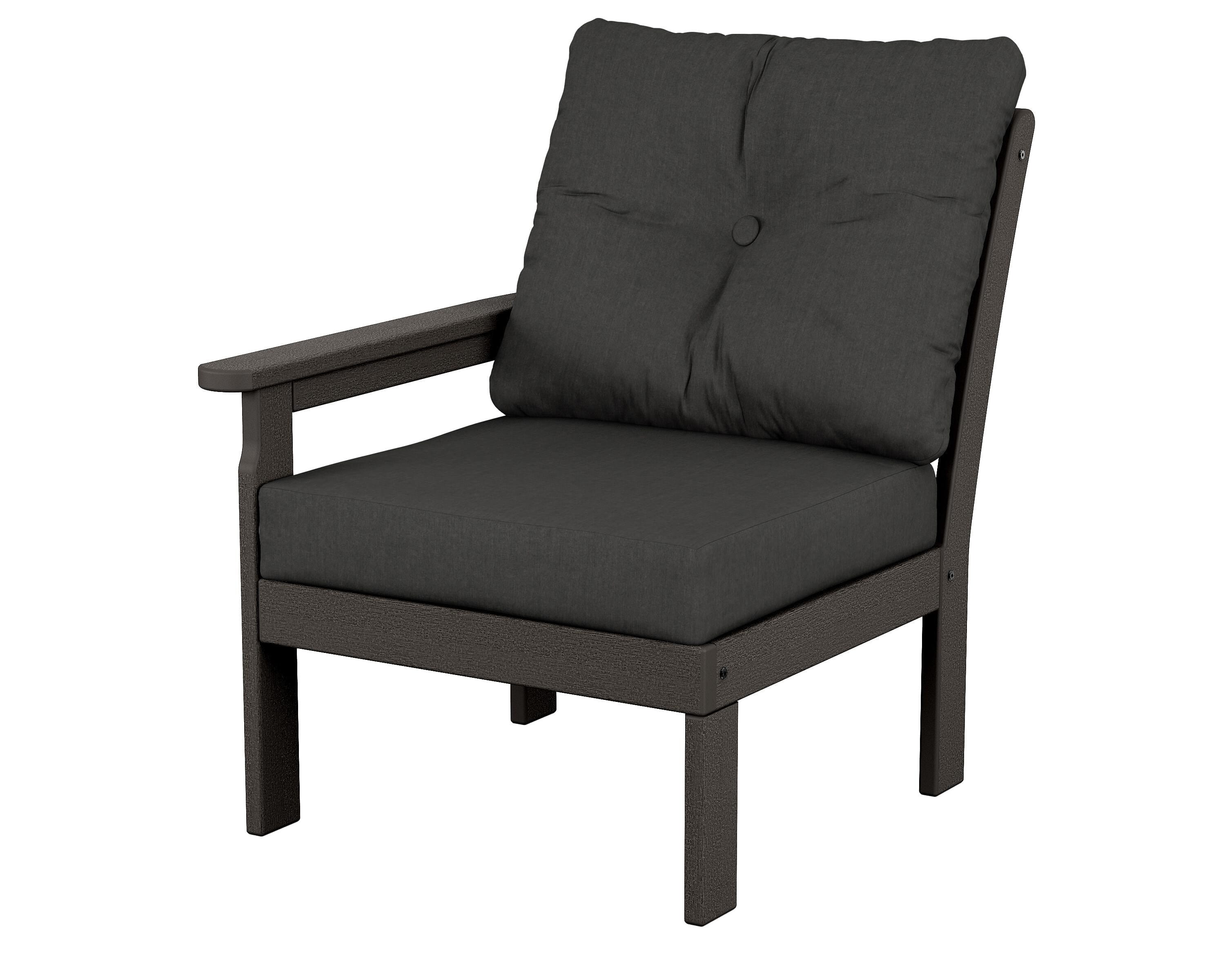 POLYWOOD® Vineyard Modular Left Arm Chair in Vintage Coffee / Spectrum Carbon