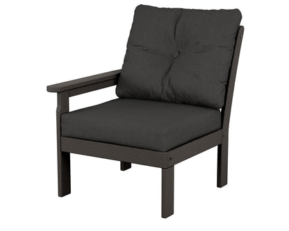 POLYWOOD® Vineyard Modular Left Arm Chair in Vintage Coffee / Spectrum Carbon