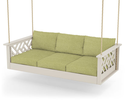 POLYWOOD® Chippendale Daybed Swing in Sand / Chartreuse Boucle
