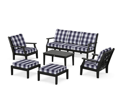 Country Living Wovendale 6-Piece Lounge Sofa Set in Black / Buffalo Plaid Navy