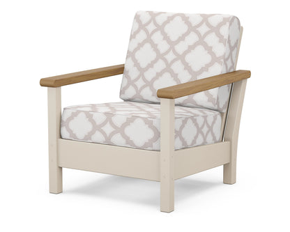 POLYWOOD® Harbour Deep Seating Chair in Sand / Natural / Trellis Dune Burlap
